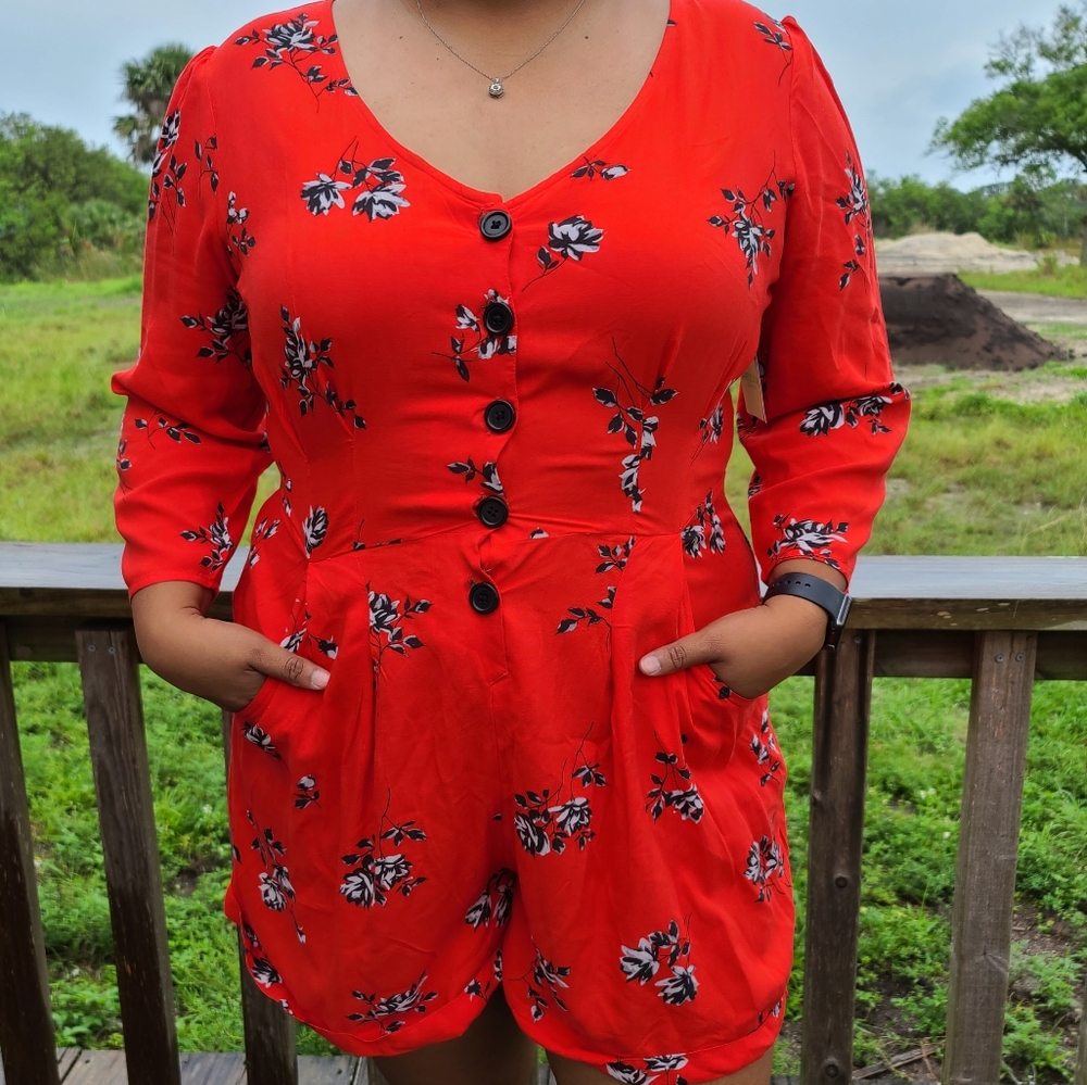 Arizona Vibrant Floral Arizona Romper With Pockets